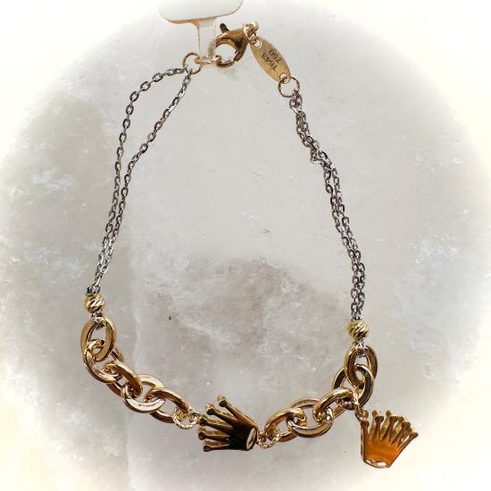 تصویر دستبند زنجیری تاج 18 عیار اجرت مناسب