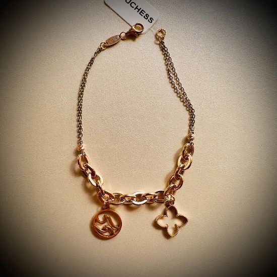 تصویر دستبند زنجیری گل18 عیار اجرت مناسب