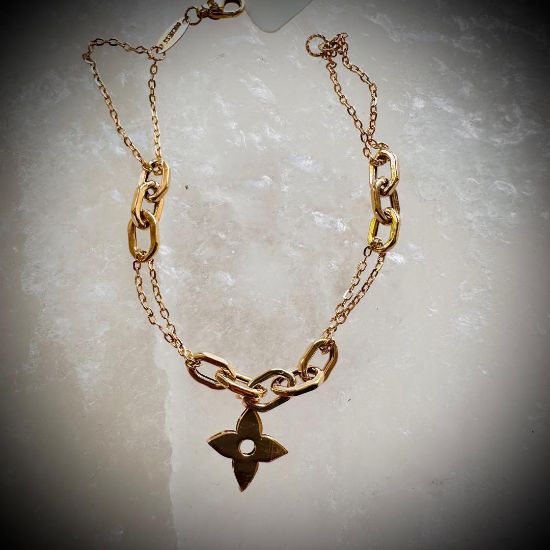 تصویر دستبند زنجیری گل18 عیار اجرت مناسب